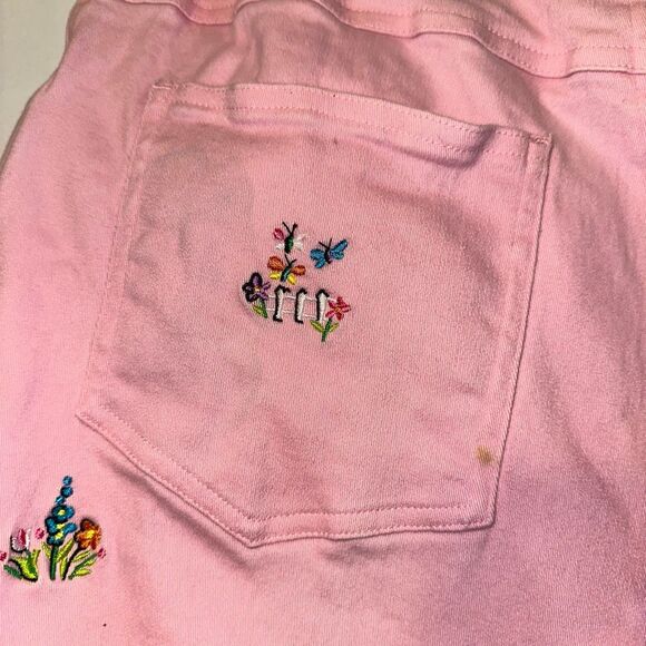 The Quacker Factory Vintage M Womens Straight Leg Pink Embroidered Pants STAIN - Picture 4 of 10